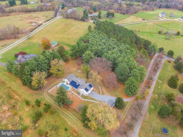 drone / aerial view featuring a rural view