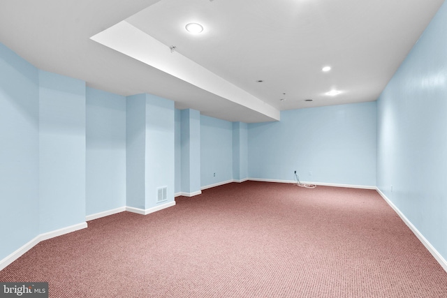 basement with carpet floors