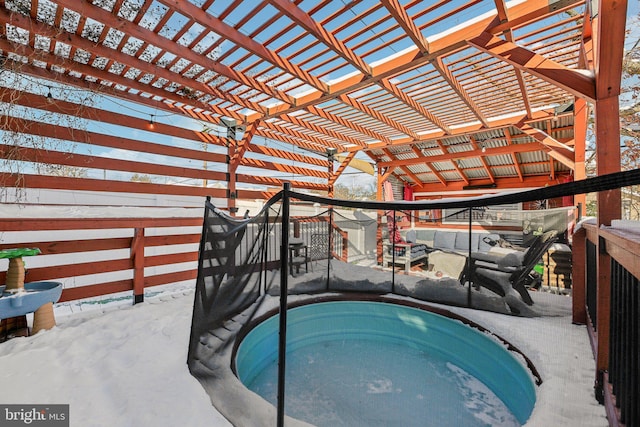 snow covered pool with a jacuzzi