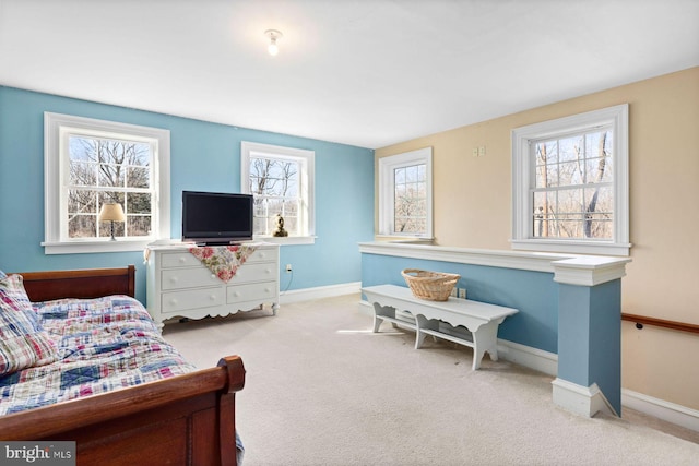 living room featuring light colored carpet