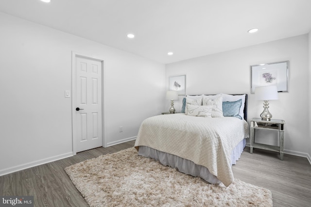 bedroom with hardwood / wood-style flooring