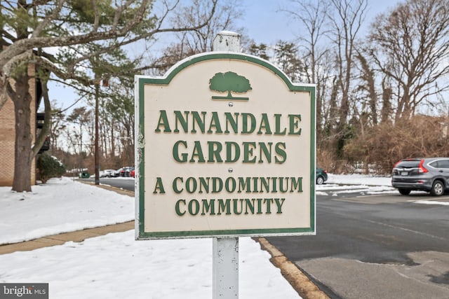 view of community sign