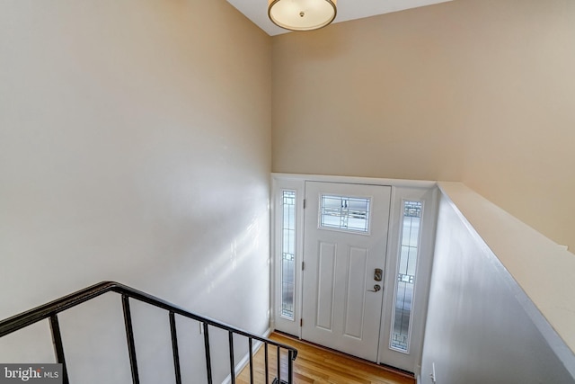 entrance foyer with light hardwood / wood-style flooring