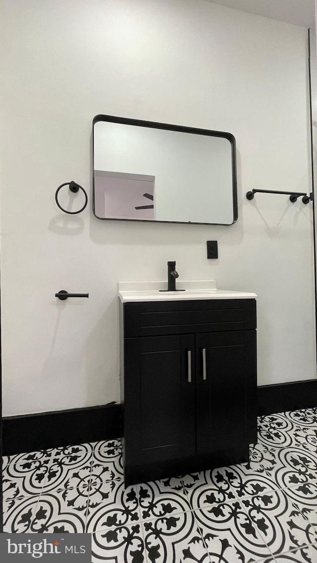 bathroom featuring vanity and tile patterned floors