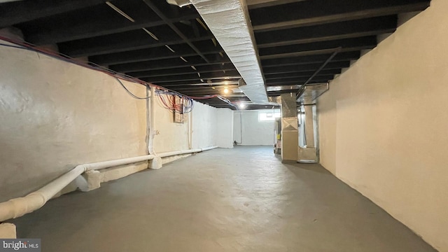 basement with heating unit