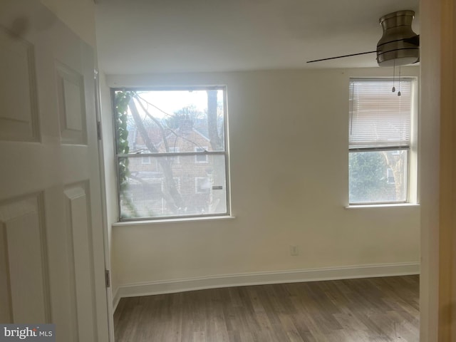 spare room with light hardwood / wood-style flooring