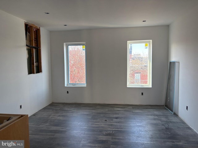 spare room featuring dark hardwood / wood-style floors and a wealth of natural light