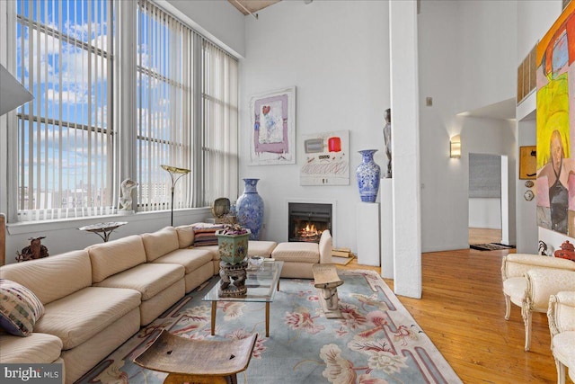 living room featuring light wood-type flooring