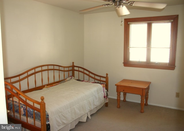 bedroom with carpet and ceiling fan