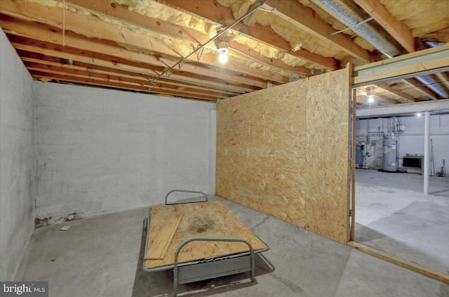 basement with water heater