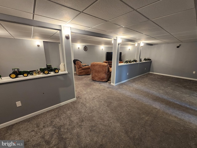 basement with carpet