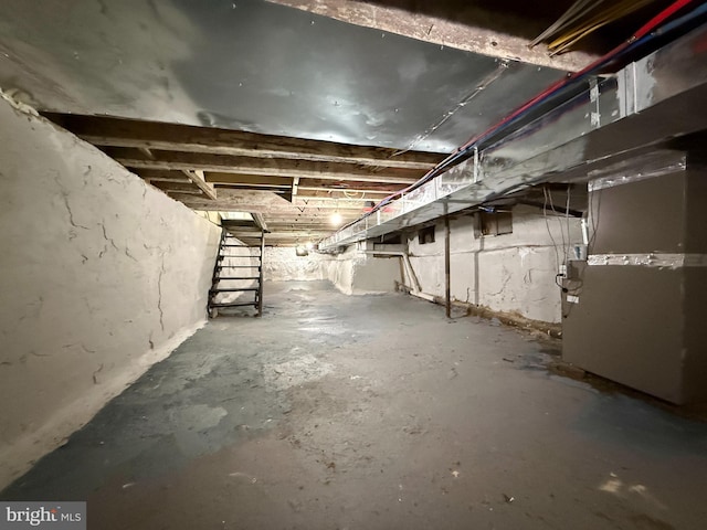 basement with heating unit