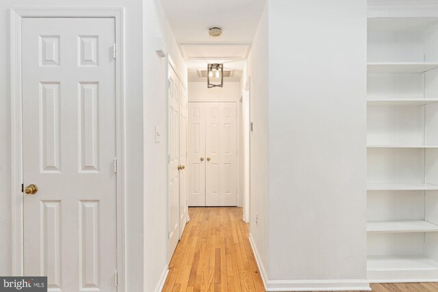 corridor featuring light wood-type flooring