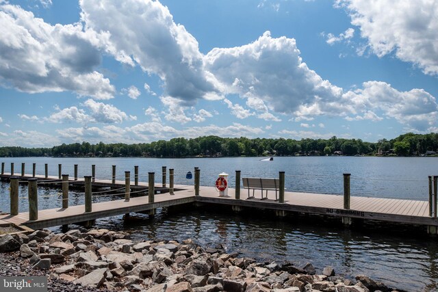 view of dock featuring a water view