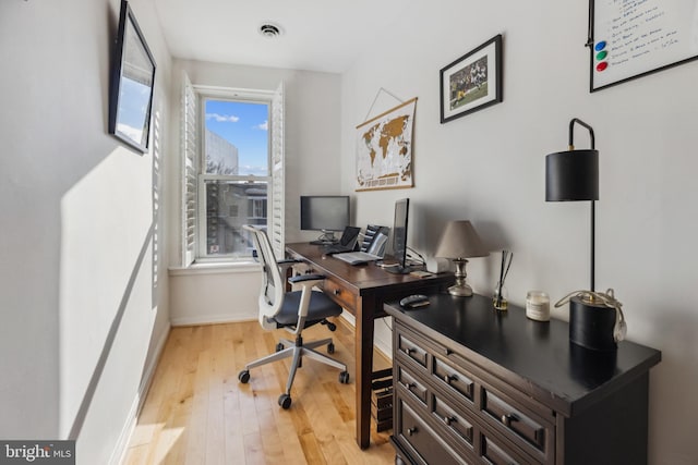 office featuring light wood-type flooring