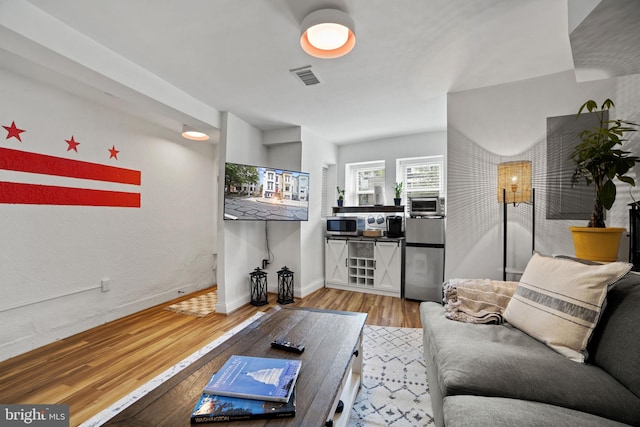 living room featuring light hardwood / wood-style flooring