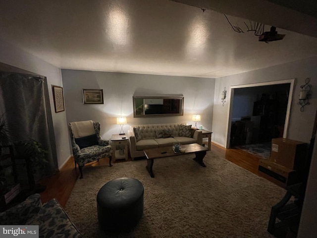 living room with wood-type flooring