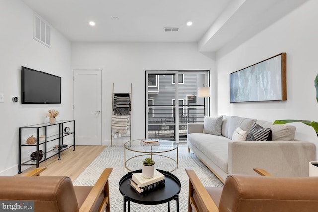 living room featuring light hardwood / wood-style flooring