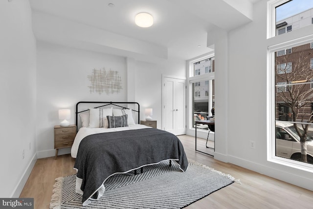 bedroom featuring light hardwood / wood-style flooring