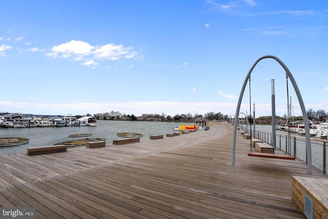 view of dock featuring a water view