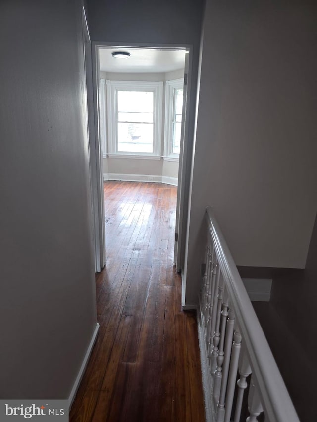 corridor featuring dark hardwood / wood-style flooring