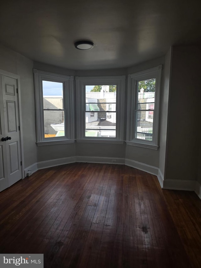 unfurnished dining area featuring dark hardwood / wood-style floors