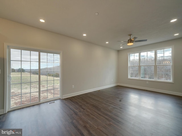 12544 Woodsboro Pike, Keymar, MD 21757 - unfurnished room with ceiling fan and dark wood-type flooring