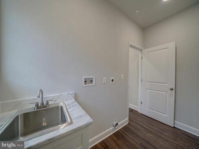 12544 Woodsboro Pike, Keymar, MD 21757 - laundry room featuring dark wood-type flooring, sink, washer hookup, and hookup for an electric dryer