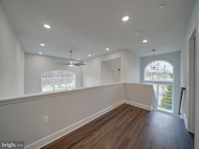 12544 Woodsboro Pike, Keymar, MD 21757 - empty room featuring dark hardwood / wood-style floors and ceiling fan with notable chandelier