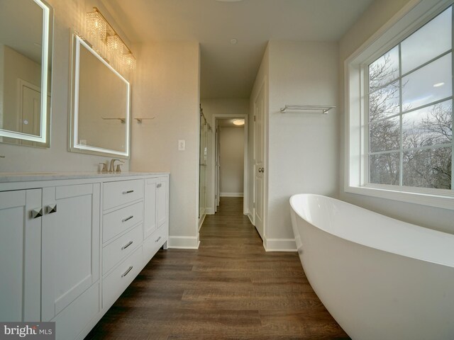 12544 Woodsboro Pike, Keymar, MD 21757 - bathroom featuring a bathing tub, vanity, and wood-type flooring