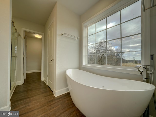 12544 Woodsboro Pike, Keymar, MD 21757 - bathroom featuring separate shower and tub, plenty of natural light, and wood-type flooring