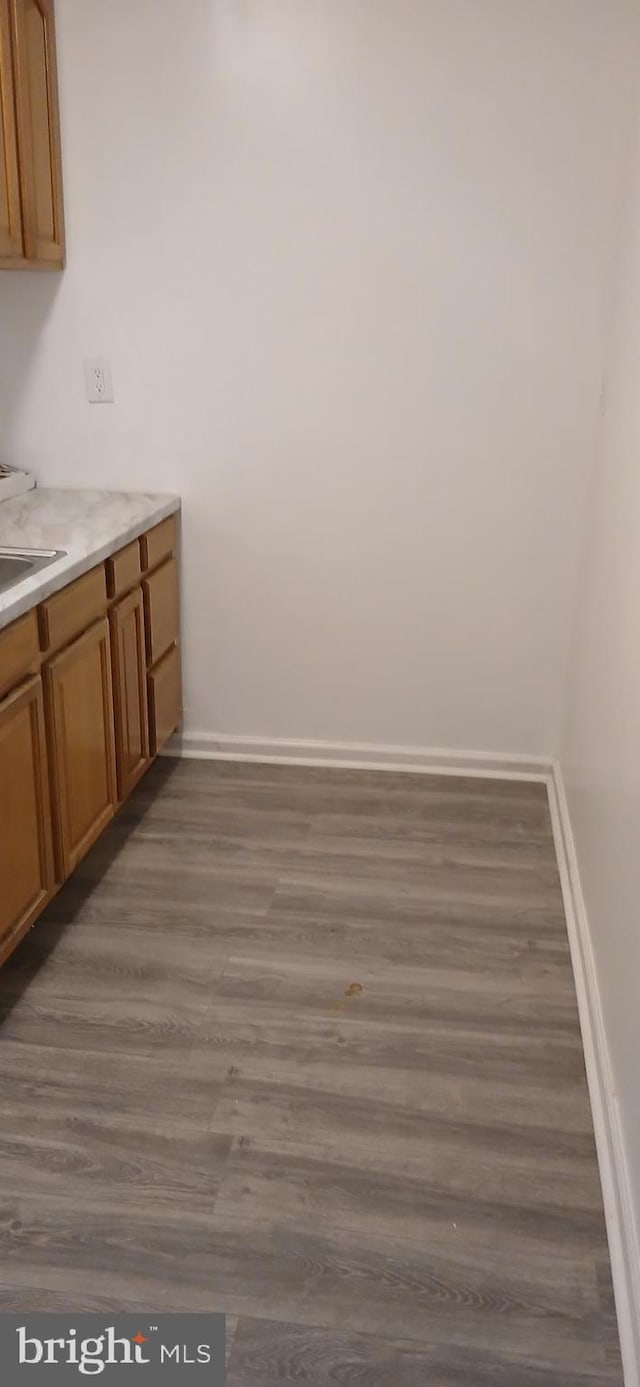 interior space with dark wood-type flooring