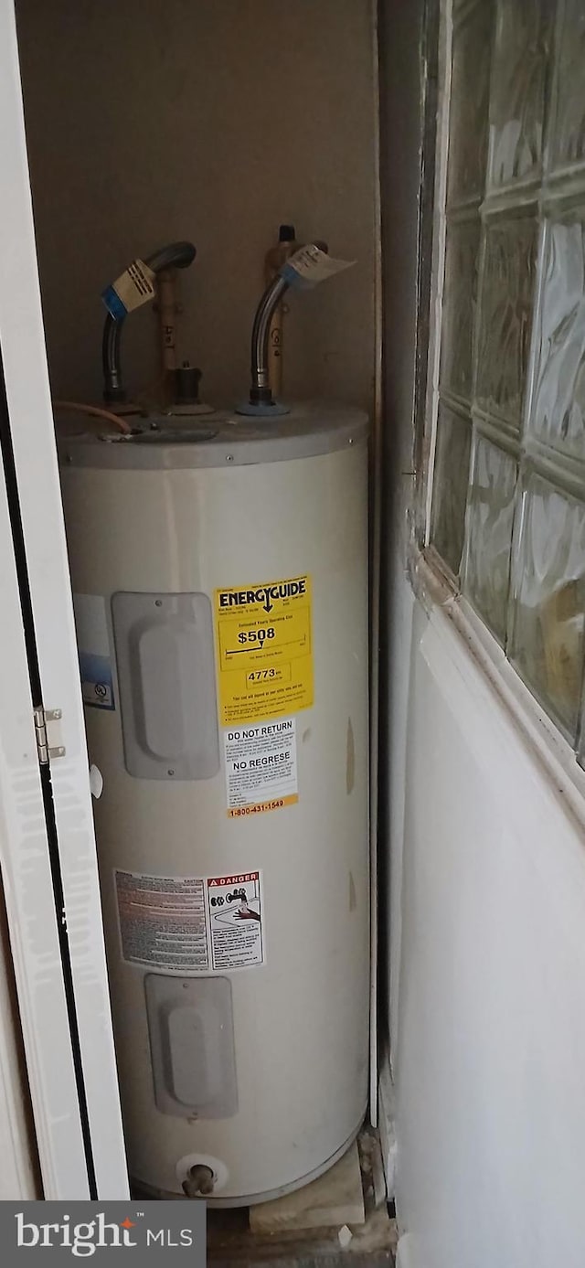 utility room featuring water heater