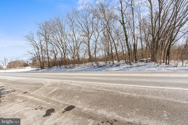 view of yard covered in snow