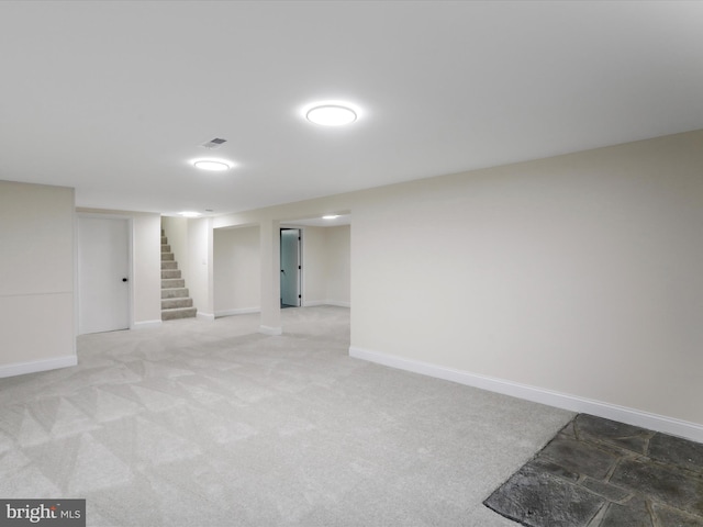 basement with carpet