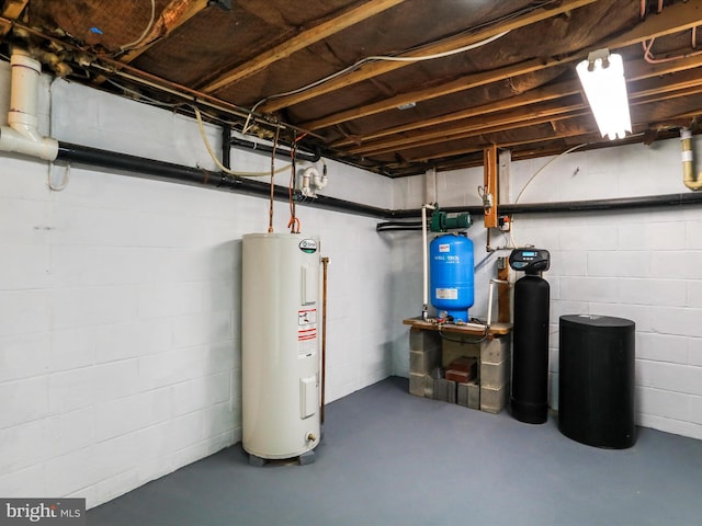 basement with water heater