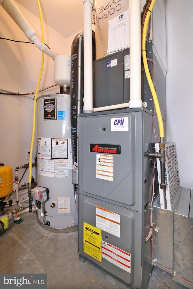 utility room with water heater