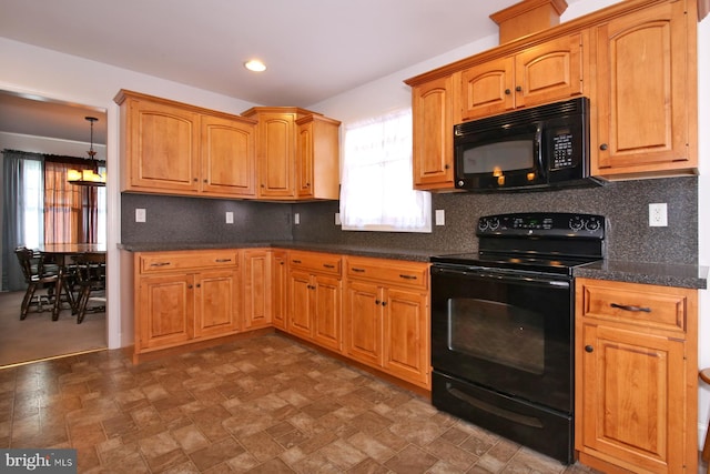 kitchen with black appliances