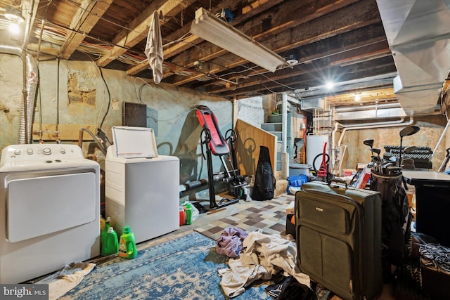 basement featuring separate washer and dryer