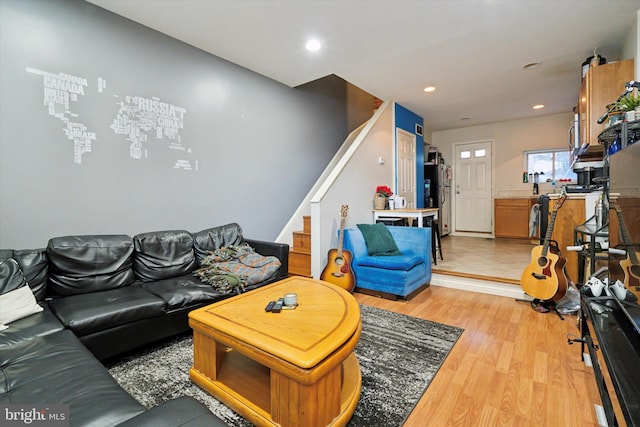 living room featuring light hardwood / wood-style flooring