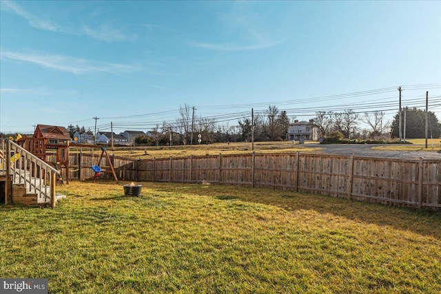 view of yard with a playground