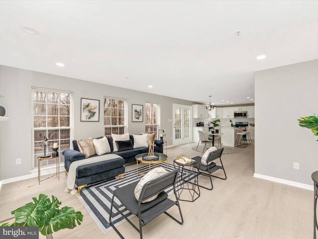 living room featuring light hardwood / wood-style flooring