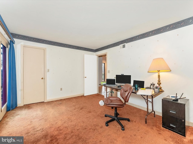 office area featuring carpet floors