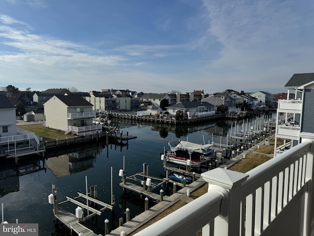 view of water feature featuring a dock