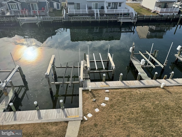 view of dock featuring a water view