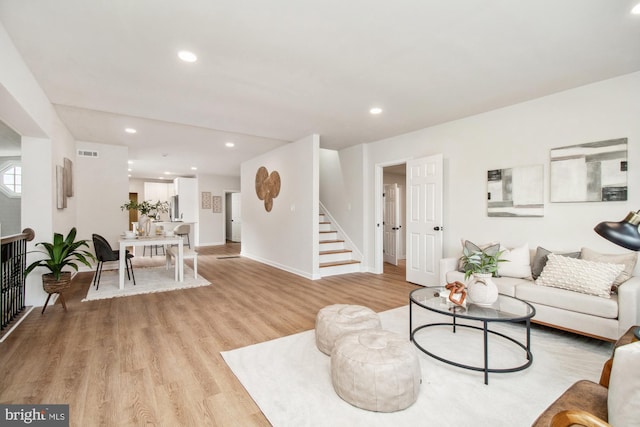 living room featuring light hardwood / wood-style floors