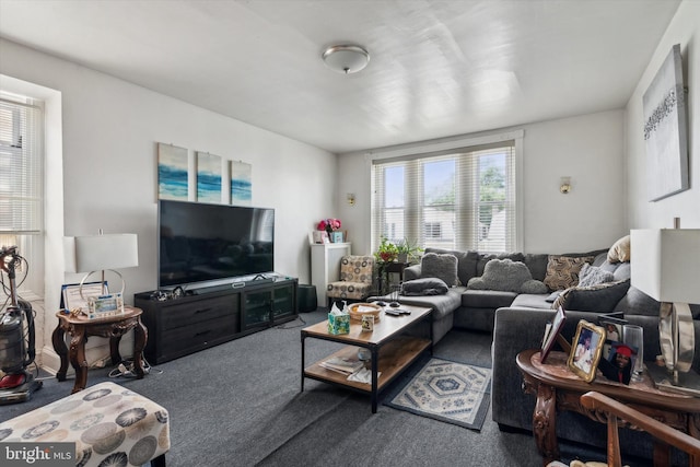 living room featuring carpet floors