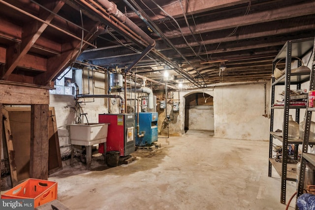 basement with sink