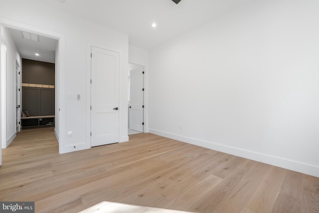 unfurnished bedroom featuring light hardwood / wood-style floors