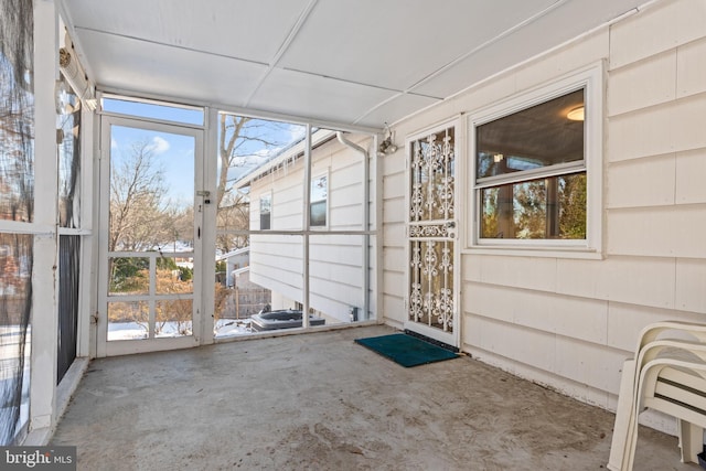 view of unfurnished sunroom